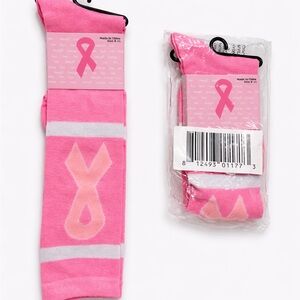 Breast Cancer Awareness Socks Set of Two Pairs Size 9-11 Pink Ribbon Socks